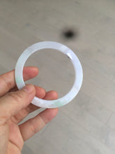 Load image into Gallery viewer, 57mm 100% natural Type A sunny green/white/purple slim flat style jadeite jade bangle AC61-4574
