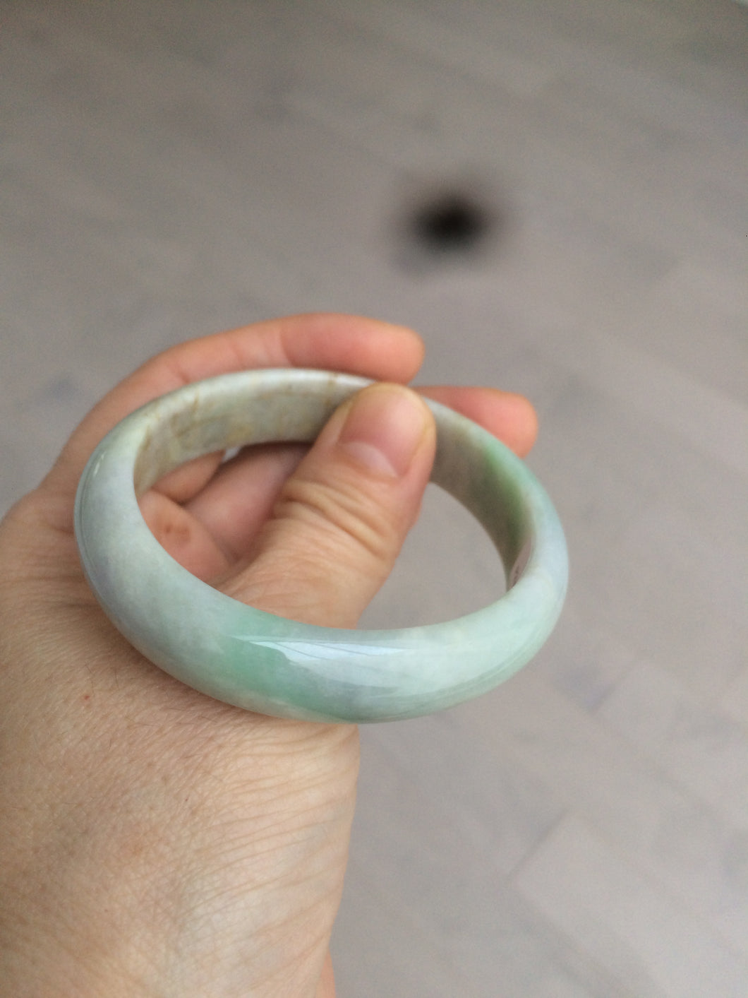 50.5mm Certified Type A 100% Natural sunny green/purple oval Jadeite Jade bangle AT1-0683