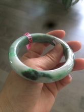 Load image into Gallery viewer, 57mm certified Type A 100% Natural watery sunny green/white Jadeite Jade bangle Q37-0107
