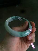 Load image into Gallery viewer, 57mm certified Type A 100% Natural watery sunny green/white Jadeite Jade bangle Q37-0107

