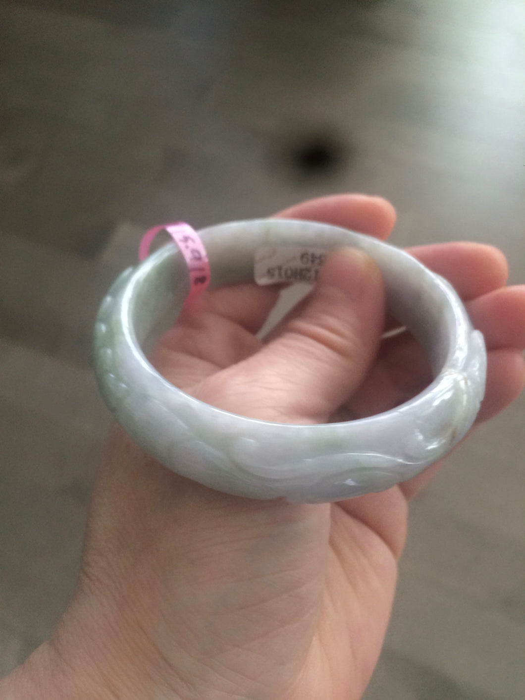 57mm Certified Type A 100% Natural carving light green/purple Jadeite Jade bangle Z17-5649