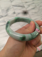 Load image into Gallery viewer, 57mm certified Type A 100% Natural watery sunny green/white Jadeite Jade bangle Q37-0107
