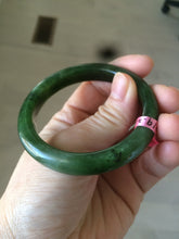 Load image into Gallery viewer, 50.8 mm 100% Natural dark green nephrite Hetian Jade (和田碧玉) bangle R11
