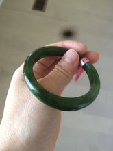 Load image into Gallery viewer, 50.8 mm 100% Natural dark green nephrite Hetian Jade (和田碧玉) bangle R11
