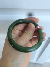 Load image into Gallery viewer, 50.8 mm 100% Natural dark green nephrite Hetian Jade (和田碧玉) bangle R11
