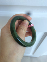 Load image into Gallery viewer, 50.8 mm 100% Natural dark green nephrite Hetian Jade (和田碧玉) bangle R11
