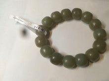 Load image into Gallery viewer, 100% Natural 13.8x13mm green/yellow/brown vintage style nephrite Hetian Jade bead man bracelet HF9
