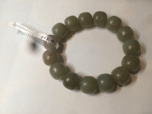 Load image into Gallery viewer, 100% Natural 13.8x13mm green/yellow/brown vintage style nephrite Hetian Jade bead man bracelet HF9
