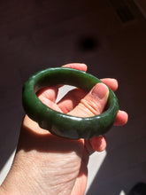Load image into Gallery viewer, 58mm 100% Natural dark green/gray/black Carving Bamboo nephrite Hetian Jade bangle HT54
