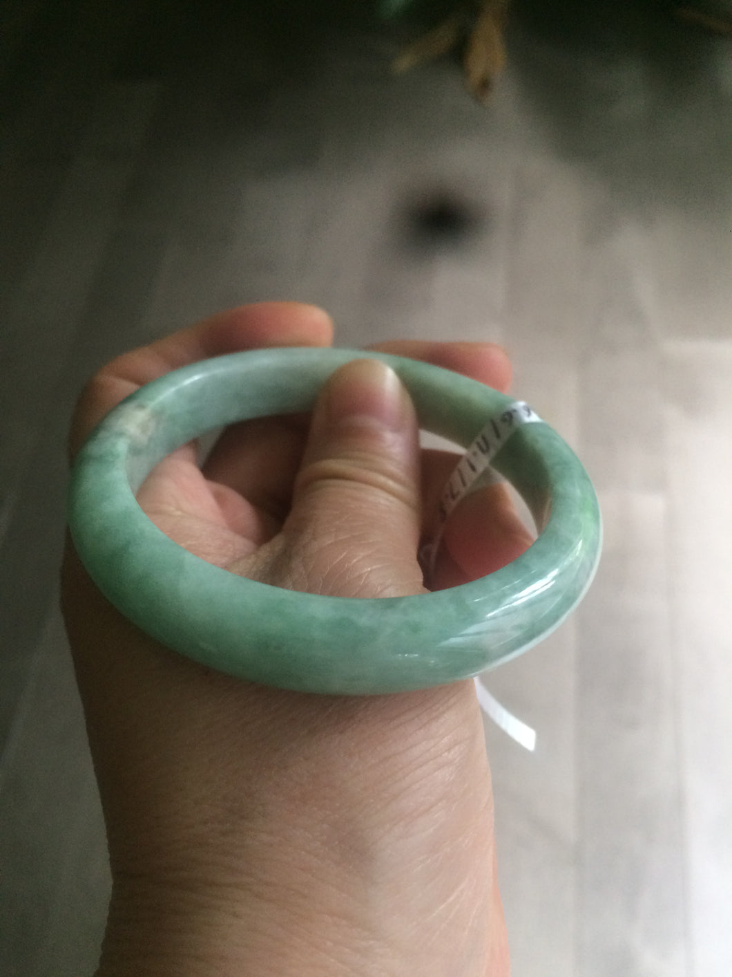 56.6mm Certified Type A 100% Natural green Jadeite Jade bangle AS25-2481