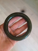 Load image into Gallery viewer, 57mm certified 100% Natural dark green/gray/black chubby round cut nephrite Hetian Jade bangle HF19-0121
