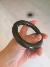 Load image into Gallery viewer, 57mm certified 100% Natural dark green/gray/black chubby round cut nephrite Hetian Jade bangle HF19-0121
