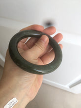 Load image into Gallery viewer, 57mm certified 100% Natural dark green/gray/black chubby round cut nephrite Hetian Jade bangle HF19-0121
