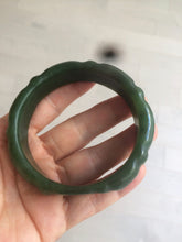 Load image into Gallery viewer, 58mm 100% Natural dark green/gray/black Carving Bamboo nephrite Hetian Jade bangle HT54
