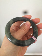 Load image into Gallery viewer, Sale! Certified 53.4mm 100% Natural black/gray round cut nephrite Hetian Jade bangle E9-5546
