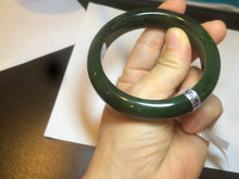 Load image into Gallery viewer, 54.9mm certified 100% Natural dark green/black nephrite(碧玉) Hetian Jade bangle HE20-0130 卖了
