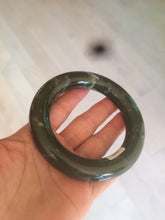 Load image into Gallery viewer, 59.5mm certified 100% Natural dark green/gray (nebula dust) chubby round cut Hetian nephrite Jade bangle HF20-0203
