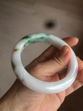 Load image into Gallery viewer, 61.4mm Certified Type A 100% Natural green/white Jadeite Jade bangle AT4-0656
