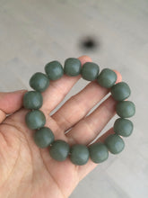 Load image into Gallery viewer, 100% Natural 13.8x13mm green/yellow/brown/blue vintage style nephrite Hetian Jade bead man bracelet HF22
