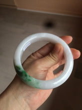 Load image into Gallery viewer, 61.4mm Certified Type A 100% Natural green/white Jadeite Jade bangle AT4-0656
