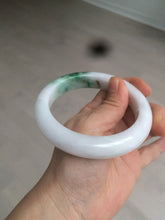 Load image into Gallery viewer, 61.4mm Certified Type A 100% Natural green/white Jadeite Jade bangle AT4-0656
