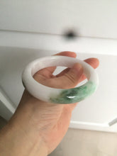 Load image into Gallery viewer, 61.4mm Certified Type A 100% Natural green/white Jadeite Jade bangle AT4-0656
