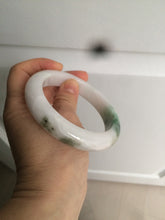 Load image into Gallery viewer, 61.4mm Certified Type A 100% Natural green/white Jadeite Jade bangle AT4-0656
