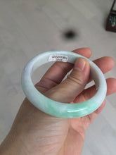 Load image into Gallery viewer, 55.5 mm Certified type A 100% Natural sunny green/white (白底青)/purple Jadeite bangle H160-1843
