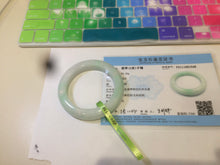 Load image into Gallery viewer, 52.5mm Certified Type A 100% Natural sunny green/white Jadeite Jade bangle R84-14548
