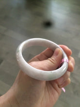 Load image into Gallery viewer, 56.9mm 100% natural Type A light purple/gray/white jadeite jade bangle Z20
