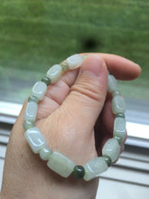 Load image into Gallery viewer, 卖了 100% natural type A jadeite jade rectangle +round beads bracelet N70 (Clearance item)
