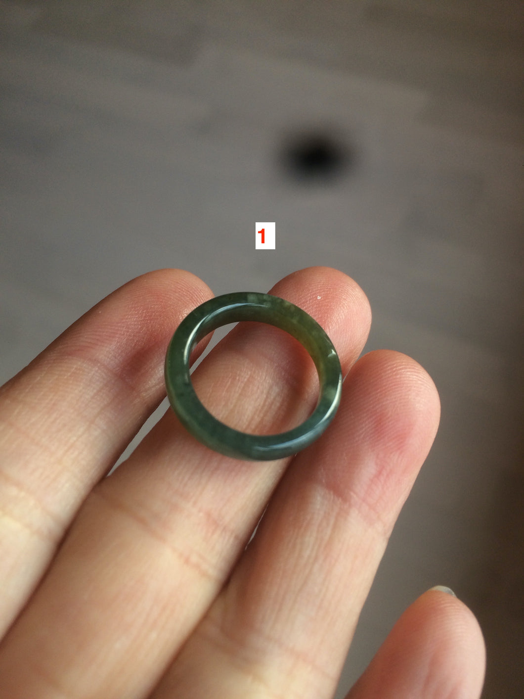 100% natural type A green/blue/gray Guatemala jadeite jade slim band ring AT81