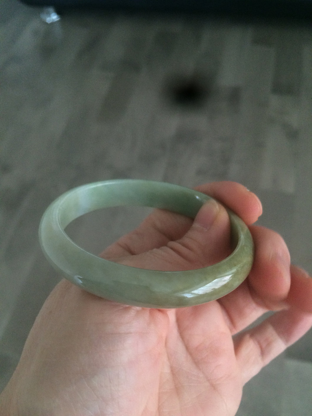 Sale! 52.5mm type A100% Natural green/yellow/brown oval Jadeite Jade bangle G50