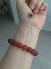 Load image into Gallery viewer, 10mm 100% natural frosted glass polished red agate bracelet CB30

