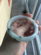 Load image into Gallery viewer, Certified Type A 100% Natural white/green flying flowers Jadeite Jade bangle 57mm  J70-6275
