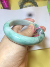 Load image into Gallery viewer, 57mm certified Type A 100% Natural watery sunny green/white Jadeite Jade bangle Q37-0107
