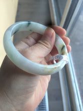 Load image into Gallery viewer, Certified Type A 100% Natural white/green flying flowers Jadeite Jade bangle 57mm  J70-6275
