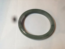 Load image into Gallery viewer, 52.5mm Certified Type A 100% Natural oily dark green/gary oval Jadeite Jade oval bangle etsyAT10-1498
