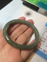 Load image into Gallery viewer, 52.5mm Certified Type A 100% Natural oily dark green/gary oval Jadeite Jade oval bangle etsyAT10-1498
