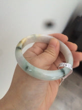 Load image into Gallery viewer, Certified Type A 100% Natural white/green flying flowers Jadeite Jade bangle 57mm  J70-6275
