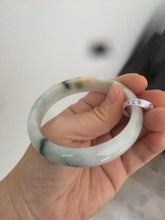 Load image into Gallery viewer, Certified Type A 100% Natural white/green flying flowers Jadeite Jade bangle 57mm  J70-6275
