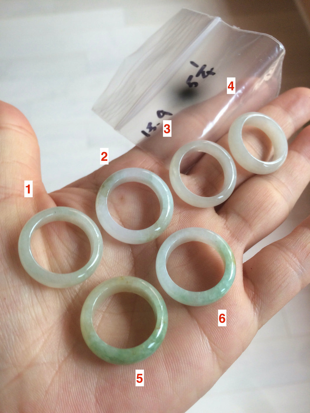 15.9mm/size 5 1/4 100% natural type A icy watery green/white/yellow jadeite jade band ring G105-5 1/4