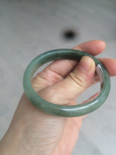 Load image into Gallery viewer, 52.5mm Certified Type A 100% Natural oily dark green/gary oval Jadeite Jade oval bangle etsyAT10-1498
