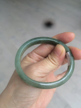 Load image into Gallery viewer, 52.5mm Certified Type A 100% Natural oily dark green/gary oval Jadeite Jade oval bangle etsyAT10-1498
