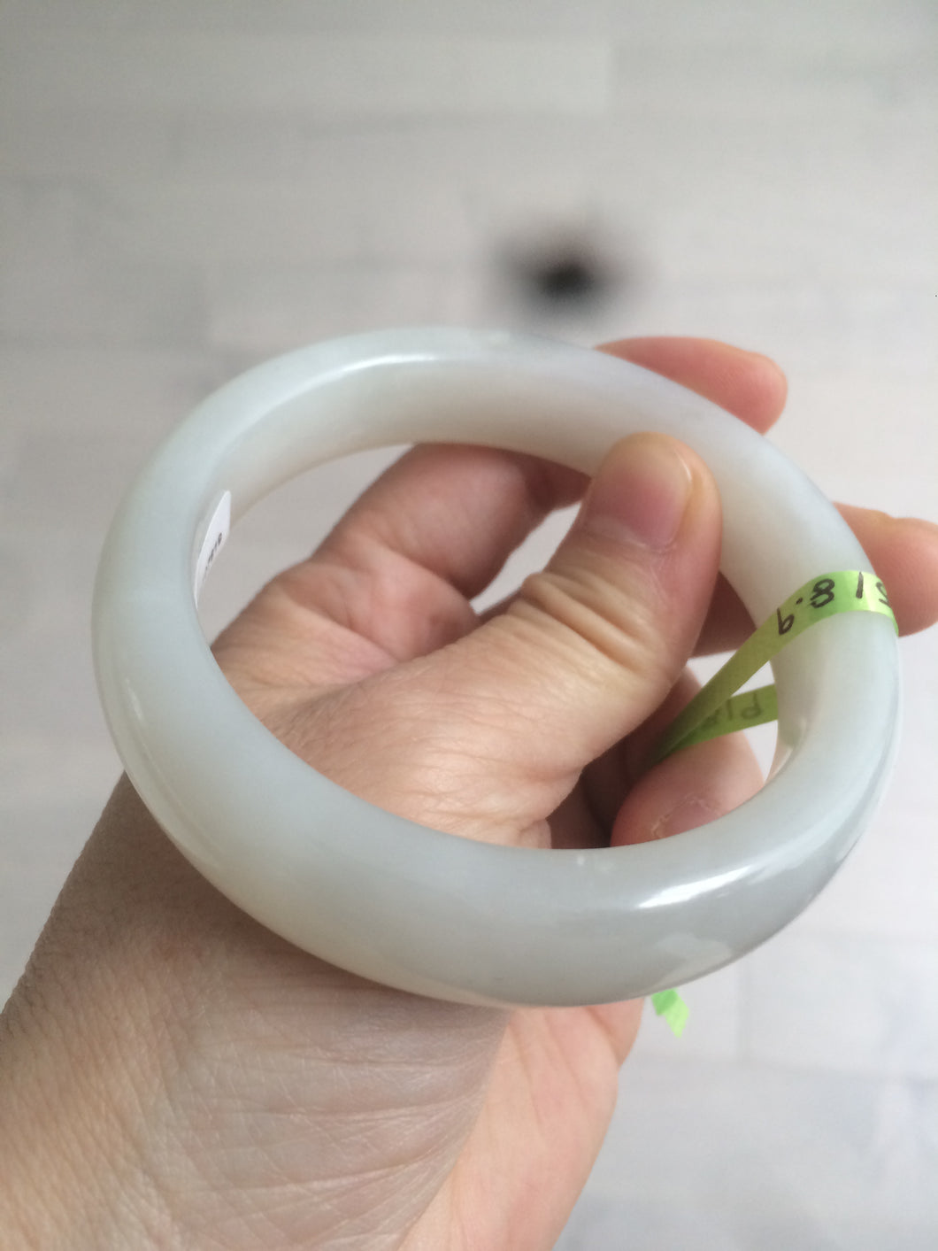 58.2mm certified 100% Natural icy white nephrite hetian Jade bangle A60-7819 卖了