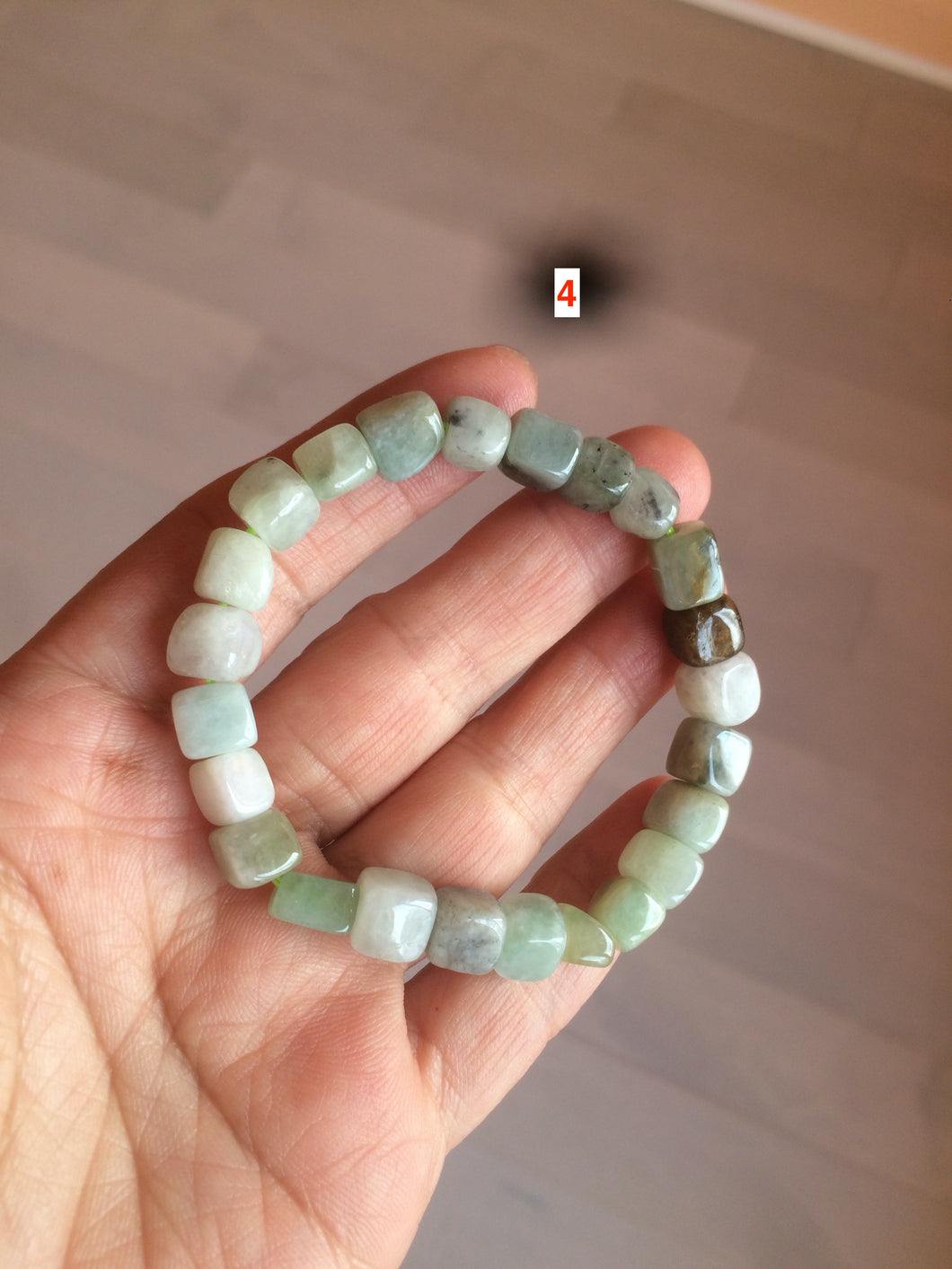 100% natural green/white/brown/black type A jadeite jade natural shape bead bracelet AT77