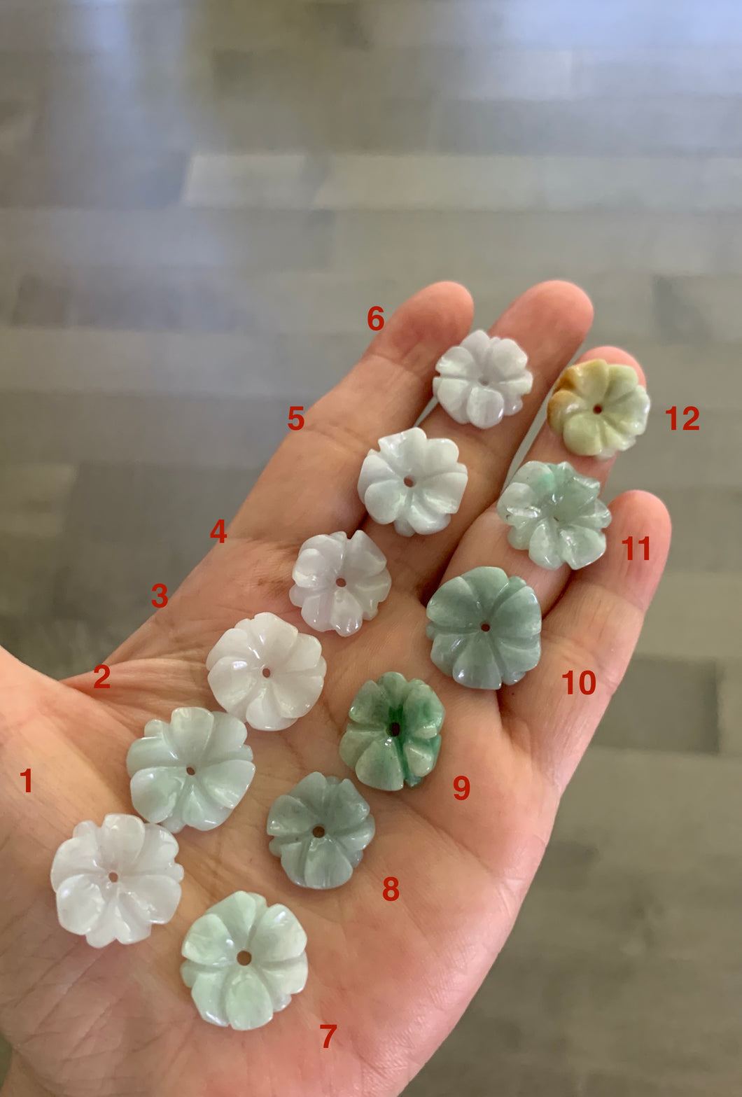 Type A 100Natural light green/purple/white jadeite Jade flower Pendant necklace WP-5