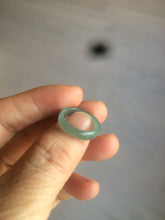 Load image into Gallery viewer, 14.7mm/size 33/4 100% natural type A icy watery green/blue Guatemala jadeite jade band ring AF50
