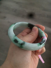 Load image into Gallery viewer, 56.7mm certified type A 100% Natural sunny green/dark green jadeite jade bangle W53-0101
