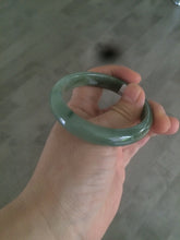 Load image into Gallery viewer, 52.5mm Certified Type A 100% Natural oily dark green/gary oval Jadeite Jade oval bangle etsyAT10-1498
